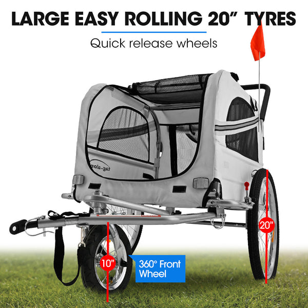 Pet & Cargo Jogger Bike Trailer Pull Behind Bicycle Carrier Stroller Grey Trailers
