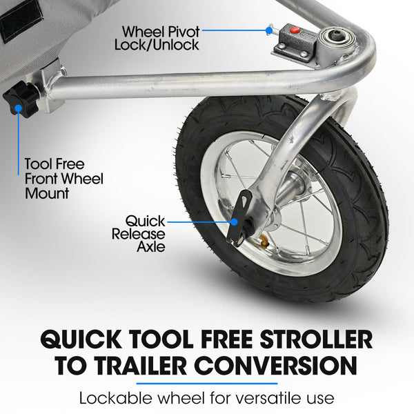 Pet & Cargo Jogger Bike Trailer Pull Behind Bicycle Carrier Stroller Grey Trailers