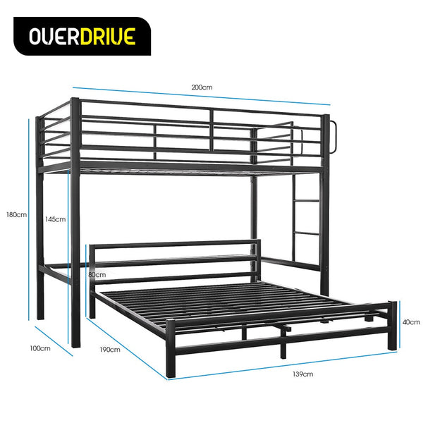 Kingston Slumber Single Loft Bed And Double Underbed Multifunctional Space Saving With Fixed Ladder Matte Dark Grey Single Bed Frames