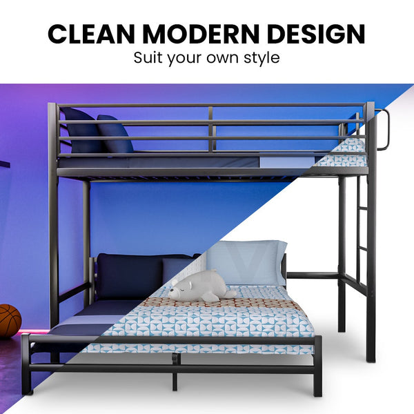 Kingston Slumber Single Loft Bed And Double Underbed Multifunctional Space Saving With Fixed Ladder Matte Dark Grey Single Bed Frames