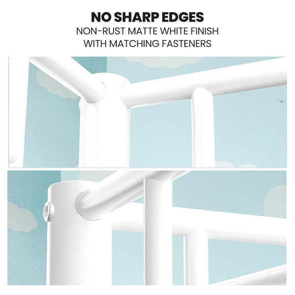 Kingston Slumber Single Metal Bunk Bed Frame Modular Design Matte White Single Bed Frames