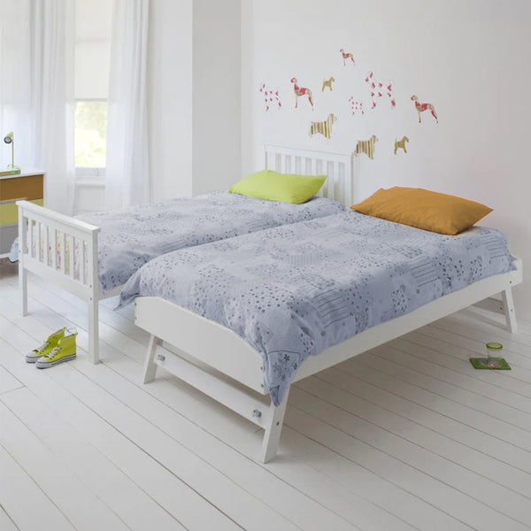 Kingston Slumber Wooden Single Bed Frame W/ Pop Up Trundle For Kids Bedroom White Single Bed Frames