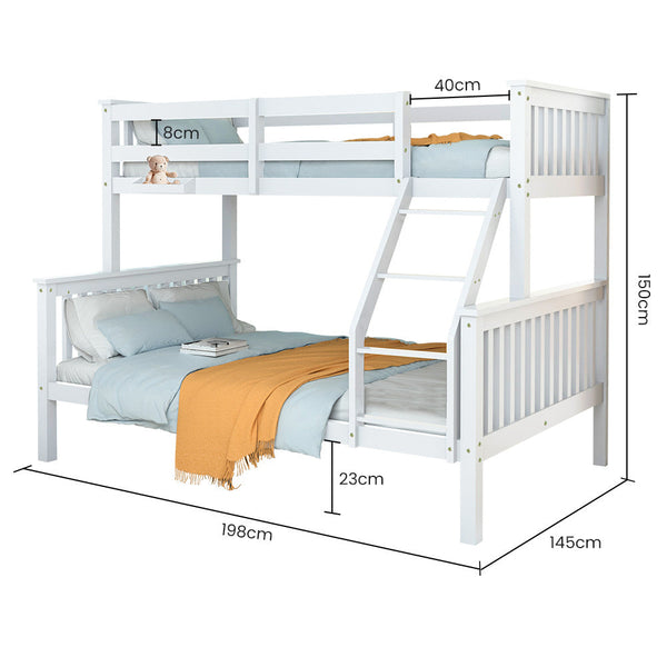 Single Over Double Wooden Bunk Bed Frame Triple Solid Pine 2 In 1 Modular Design Converts To Beds For Kids White Single Bed Frames