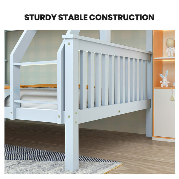 Single Over Double Wooden Bunk Bed Frame Triple Solid Pine 2 In 1 Modular Design Converts To Beds For Kids White Single Bed Frames