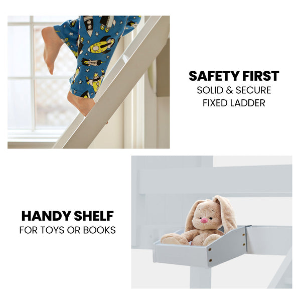 Single Over Double Wooden Bunk Bed Frame Triple Solid Pine 2 In 1 Modular Design Converts To Beds For Kids White Single Bed Frames