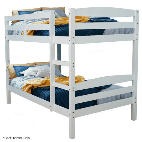 Kingston Slumber Single Bunk Bed Frame Solid Pine 2 In 1 Modular Design White Single Bed Frames
