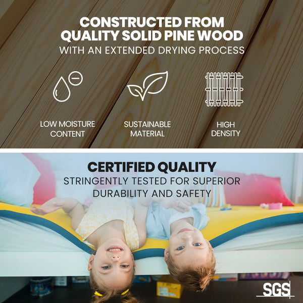 Kingston Slumber Single Bunk Bed Frame Solid Pine 2 In 1 Modular Design White Single Bed Frames