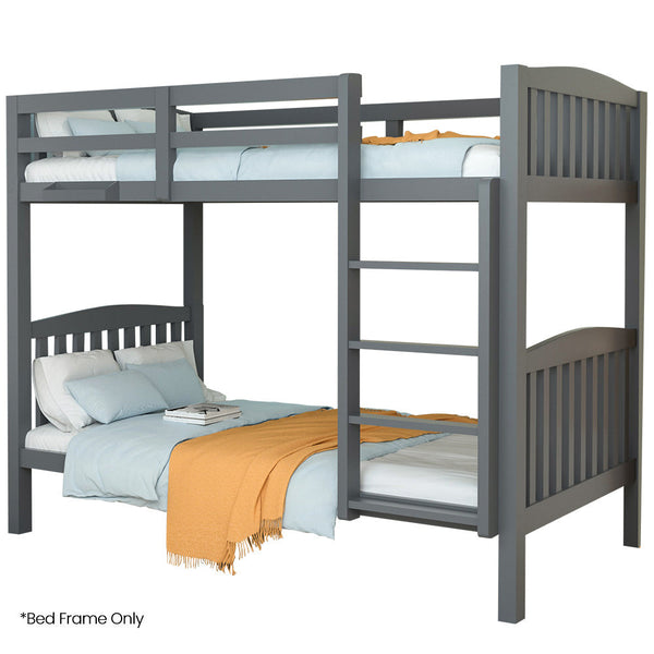 Kingston Slumber Single Bunk Bed Frame Solid Pine Wood Timber Modular Design Grey Single Bed Frames