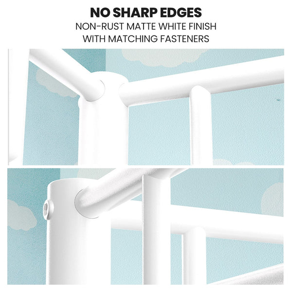 Kingston Slumber Single Metal Bunk Bed Frame Modular Design Matte White Furniture Single Bed Frames