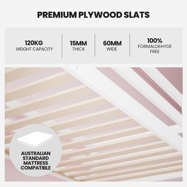 Kingston Slumber Wooden Kids Single Loft Bed Frame With Desk White Single Bed Frames