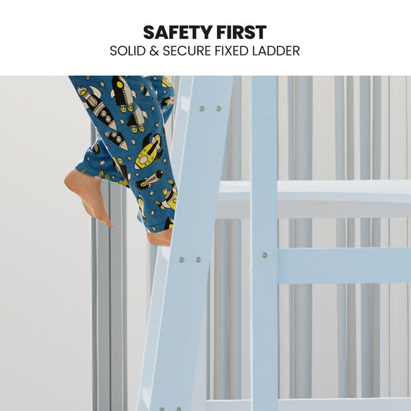 Kingston Slumber Wooden Kids Single Loft Bed Frame With Desk White Single Bed Frames