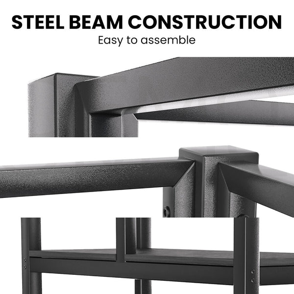 Gaming Loft Bed With Desk Steel Metal Frame Space Saving Design For Single Mattress Matte Dark Grey Single Bed Frames