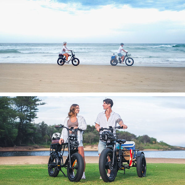 Electric Fat Tyre Tricycle 500W Throttle Hydraulic Disc Brakes Alloy Frame Suspension Black Electric Bicycles