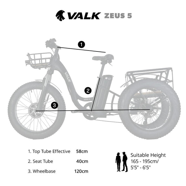 Valk Electric Fat Tyre Tricycle 500W Throttle Hydraulic Disc Brakes Alloy Frame Suspension Black Electric Bicycles