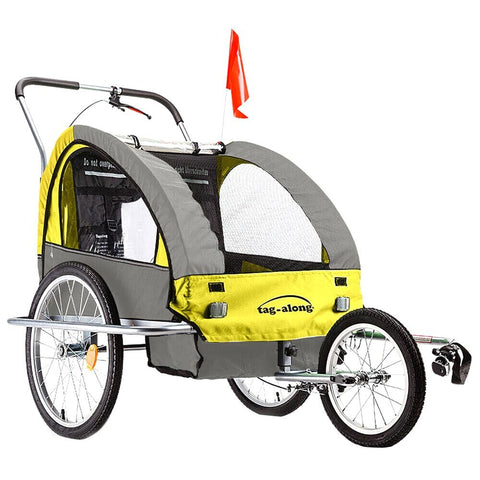 Tag Along Kids Bike Trailer Bicycle Pram Stroller Children Jogger Yellow Trailers