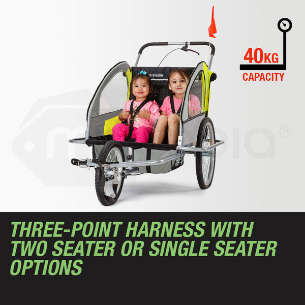 Tag Along Kids Bike Trailer Bicycle Pram Stroller Children Jogger Yellow Trailers