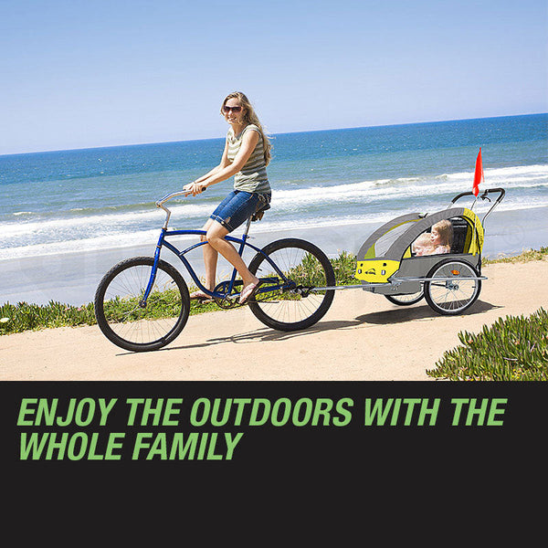 Tag Along Kids Bike Trailer Bicycle Pram Stroller Children Jogger Yellow Trailers