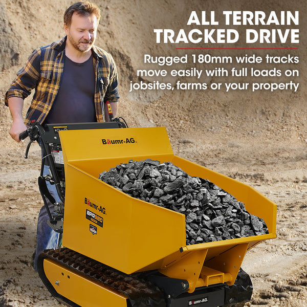 Baumr Ag Motorised Tracked Wheelbarrow Dumper Briggs & Stratton Cr950 Petrol Engine 500Kg Capacity Wheelbarrows Carts Wagons
