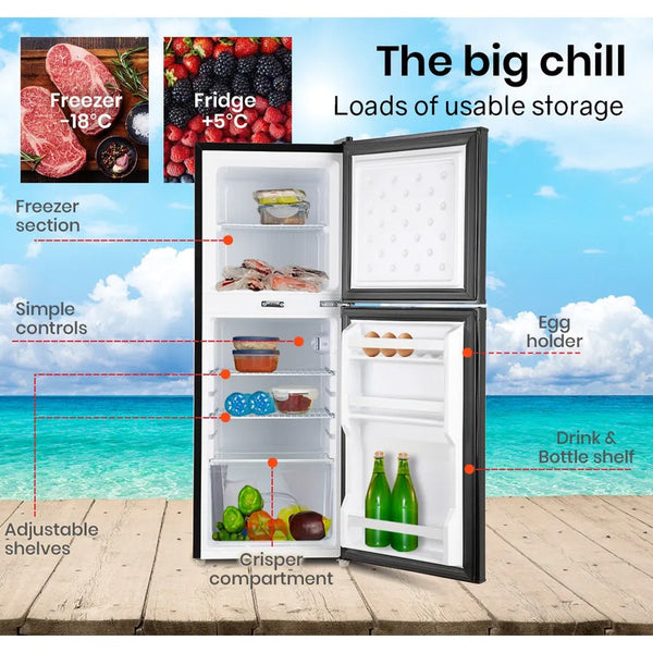 125L Upright Fridge 12V/24V For Motorhome Black Portable Fridges