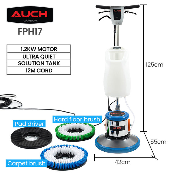 Auch 17" Commercial Orbital Scrubber & Polisher Hard Floor Buffer Carpet Cleaner 12L Solution Tank Brushes Mops Brooms & Scrubbers
