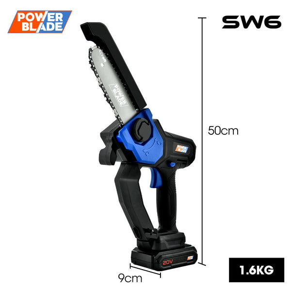 Powerblade Sw6 20V Cordless Mini Chainsaw Kit Electric Tree Pruner With Battery & Fast Charger Chainsaws