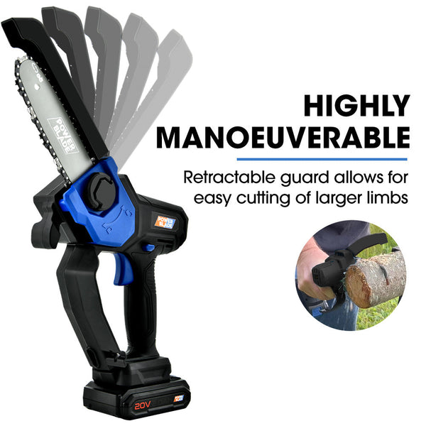 Powerblade Sw7 20V Cordless Convertible Mini Chainsaw Pole Saw Kit Telescopic Electric Tree Pruner With Lithium Battery & Fast Charger Chainsaws