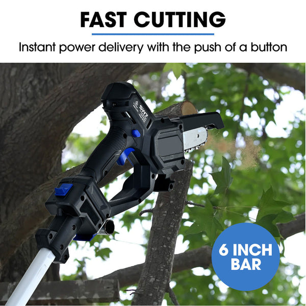 Powerblade Sw7 20V Cordless Convertible Mini Chainsaw Pole Saw Kit Telescopic Electric Tree Pruner With Lithium Battery & Fast Charger Chainsaws