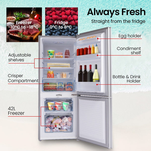 139L Upright Portable Fridge Freezer 12V/24V For Motorhome And Caravan Silver Portable Fridges