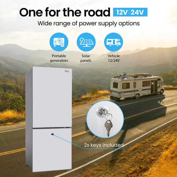 139L Upright Portable Fridge Freezer 12V/24V For Motorhome And Caravan Silver Portable Fridges
