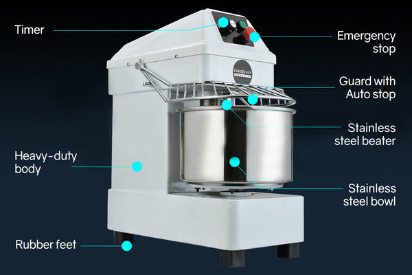 10L Spiral Dough Mixer Commercial Machine Bakery Kneader Small Litre Countertop Mixers