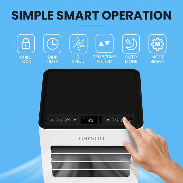 Carson 2.05Kw Portable Air Conditioner Bluetec Edition Dehumidifier & Fan Mode Remote Control 24Hr Timer Sleep Portable Air Conditioners