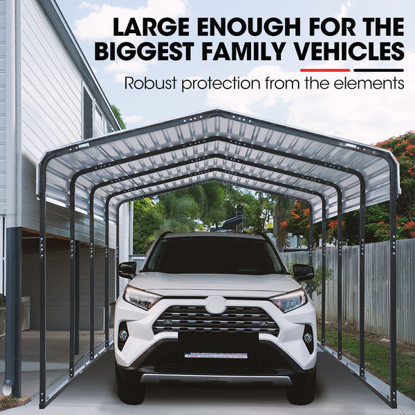 Single Carport Shed 3.3 X 6 2.9M Galvanised Steel Frame Powder Coated Gable Roof Shelter Caravan Boat Tractor Agricultural Sheds Summerhouses Carports