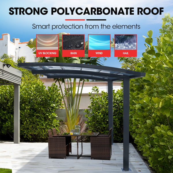 Shade Shield Single Cantilever Carport 3.0M X 5.5M 3.5M Aluminium Alloy Frame Polycarbonate Roof Shelter For Or Outdoor Living Awnings