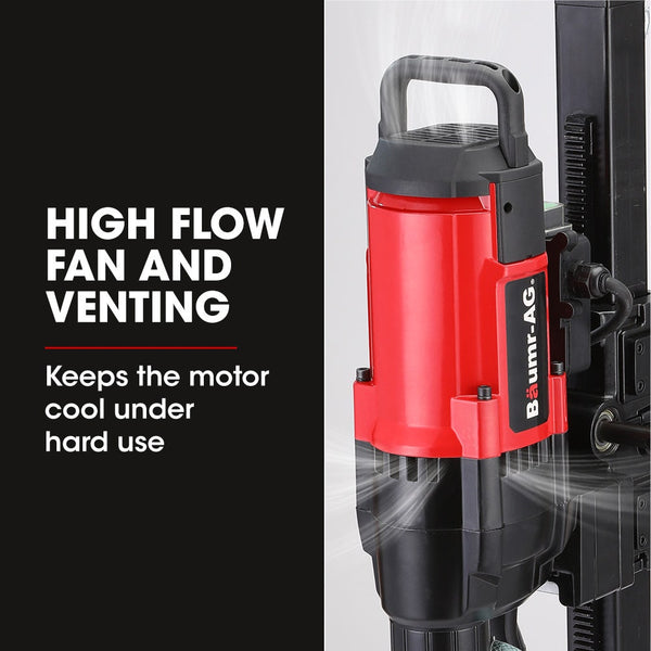 Baumr Ag 3200W 280Mm Wet/Dry Core Drill W/ Wheeled Stand & 102Mm Bit Combo For Concrete Coring Hole Drilling Corded Drills