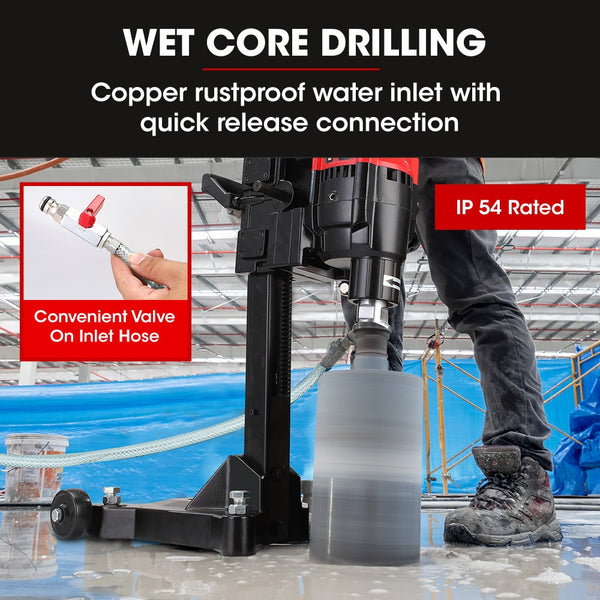 Baumr Ag 3200W 280Mm Wet/Dry Core Drill W/ Wheeled Stand & 102Mm Bit Combo For Concrete Coring Hole Drilling Corded Drills