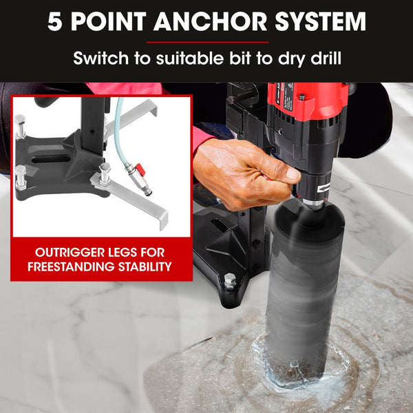 Baumr Ag 3200W 280Mm Wet/Dry Core Drill W/ Wheeled Stand & 102Mm Bit Combo For Concrete Coring Hole Drilling Corded Drills