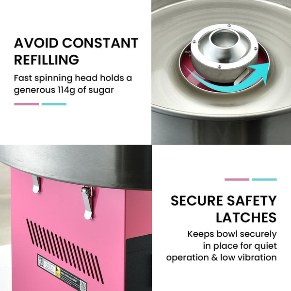 1100W Commercial Fairy Floss Machine Cotton Candy Maker With Bubble Cover Fairy Floss Machines