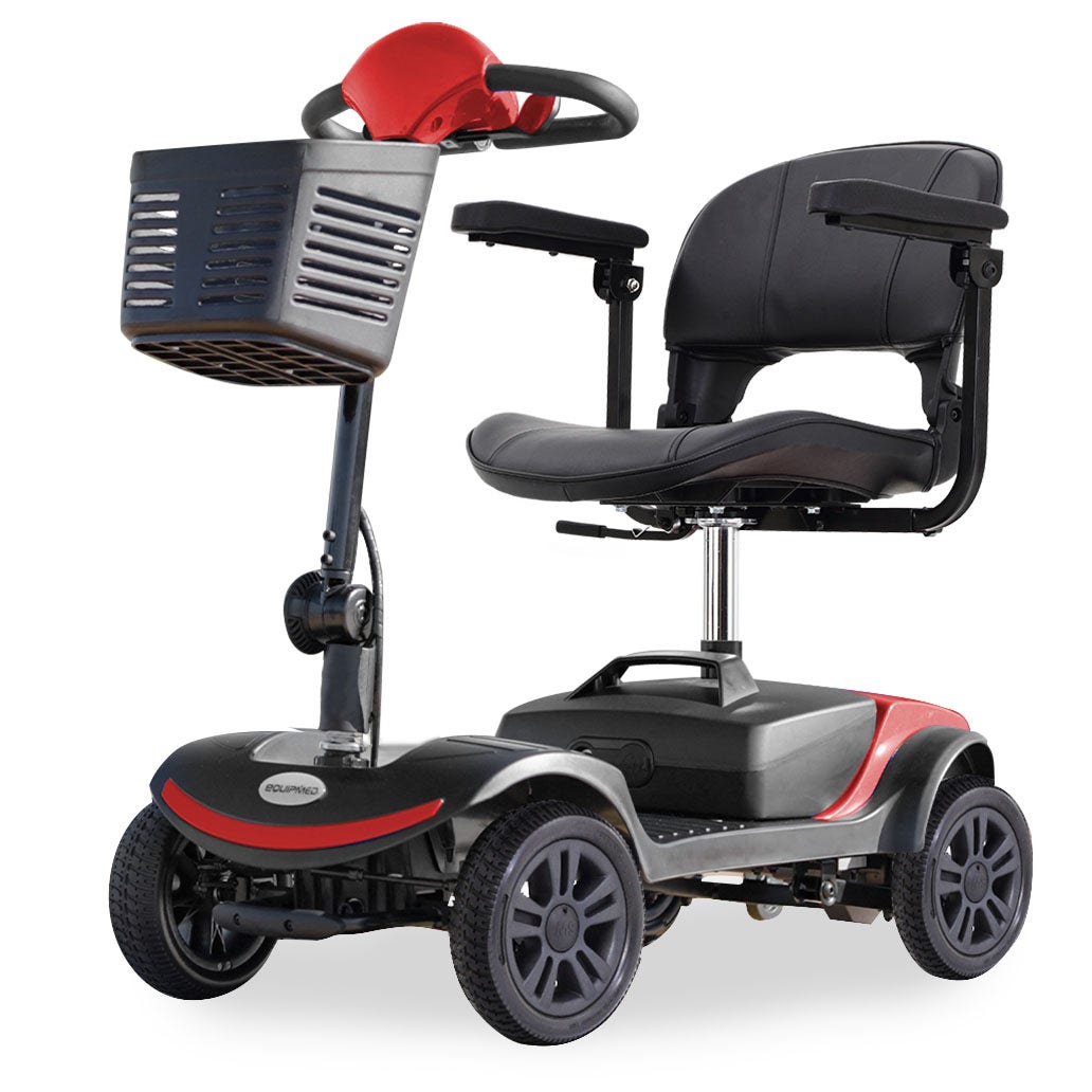 Equipmed Electric Mobility Scooter Portable Folding For Elderly Older Adult Smartrider Black & Red Mobility Scooters