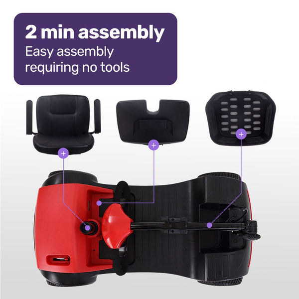 Equipmed Electric Mobility Scooter Portable Folding For Elderly Older Adult Smartrider Black & Red Mobility Scooters