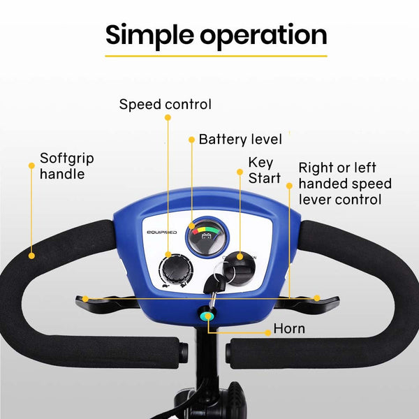 Equipmed Electric Mobility Scooter Portable Folding For Elderly Older Adult Smartrider Black & Blue Mobility Scooters