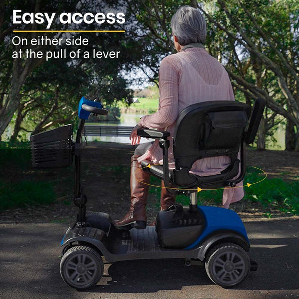 Equipmed Electric Mobility Scooter Portable Folding For Elderly Older Adult Smartrider Black & Blue Mobility Scooters