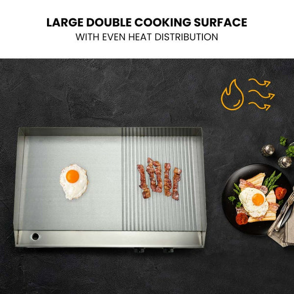 Commercial Electric Griddle Th G06 4400W 73X40cm Half Ribbed Dual Surface Grills & Griddles
