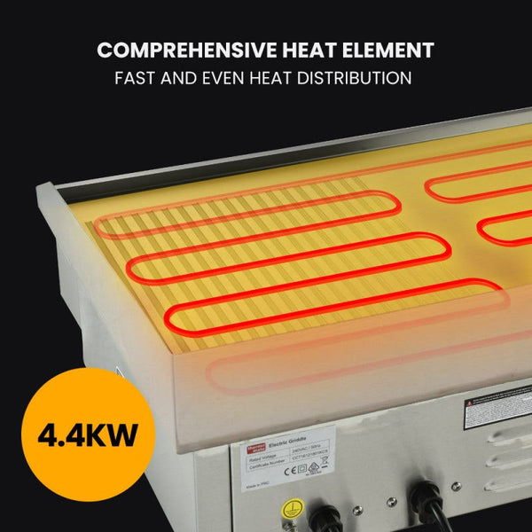 Commercial Electric Griddle Th G06 4400W 73X40cm Half Ribbed Dual Surface Grills & Griddles