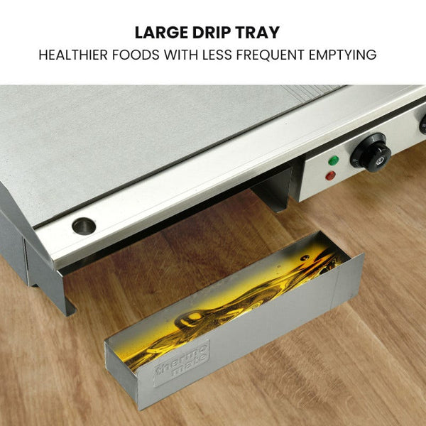 Commercial Electric Griddle Th G06 4400W 73X40cm Half Ribbed Dual Surface Grills & Griddles