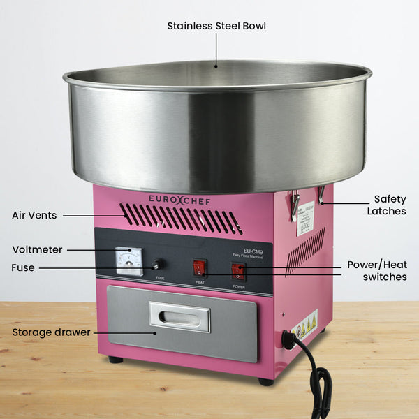 Eurochef 1000W Commercial Cotton Candy Machine Fairy Floss Maker Fairy Floss Machines
