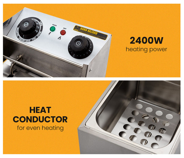 Commercial Electric Deep Fryer Frying Basket Chip Cooker Scoop Deep Fryers