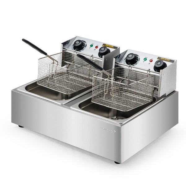 Commercial Electric Deep Fryer Twin Frying Basket Chip Cooker Deep Fryers