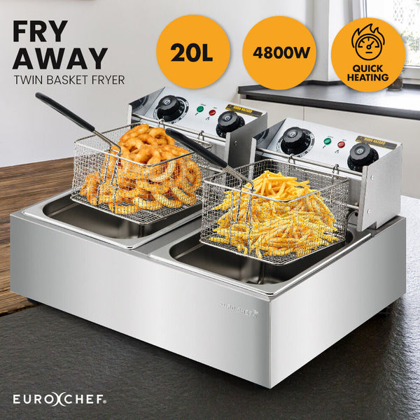 Commercial Electric Deep Fryer Twin Frying Basket Chip Cooker Deep Fryers