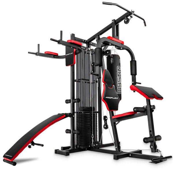 Proflex Home Gym Exercise Machine Fitness Equipment Weight Bench Press Set 148Lbs Weights Benches