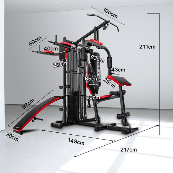 Proflex Home Gym Exercise Machine Fitness Equipment Weight Bench Press Set 148Lbs Weights Benches